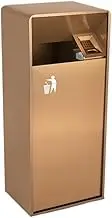 Garbage Cans Outdoor Wastebasket Square Metal Wastebasket with Side Opening, Modern Commercial Wastebasket with Ashtray 19L/40L Outside Trash Bin(Medium)