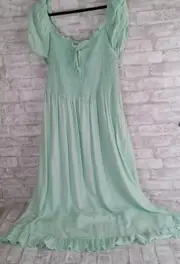 CCX City Chic Ditsy Floral Maxi Smocked Dress 16 Green Prairie Peasant Boho