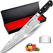 MOSFiATA Chef Knife 10 Inch Super Sharp Professional Kitchen Knife with Finger Guard in Gift Box, German High Carbon Stainless Steel EN.4116 Cooking Knife with Micarta Handle