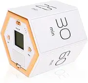 Pomodoro Magnetic Flip Hexagon Timer - 1/5/10/25/30/60 Minutes and Custom Cube, Focus Management for Work Study Cooking (White)