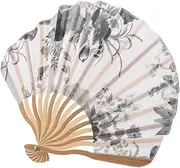 [LIFKOME] Chinese Folding Fan 11 Grey Silk Bone Hand Fan Decorative Prop for Dance Weddings and Home Dec
