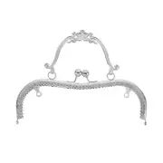 Metal Purse Frame,7.9" Retro Arch Kiss Lock Clasp Frame Embossed,Silver
