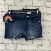 Epic Threads Girls Denim Shorts Rainbow Belt Bag Size 12 -Blue-