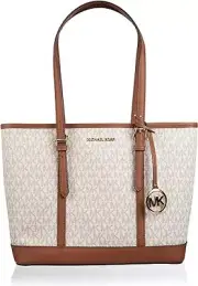 Michael Kors Women's Vanilla Canvas Jet Set Travel Shoulder Bag Carryall Tote