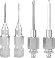 4pcs Grease Gun Needle Nozzle Kit, 2 Grease Gun Needle Dispensers & 2 Grease Needles Iron Grease Gun Nozzle Needle Tip Fitting Tool for 1/8 Inch NPT Threads