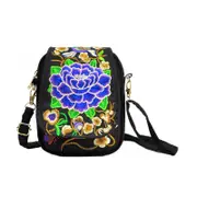 Nevenka Flowers Embroidery Canvas Crossbody Bag Women Shoulder Bag Cellphone Pouch Purse-ZiMuDan