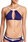 NWT ISABELLA ROSE M low tide bikini swimsuit 2 PC macrame crochet belted blue