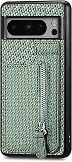 Compatible with Google Pixel 6a 5G Case,Compatible with Google Pixel 6a 5G Zipper Card Slots Built-in Magnet Kickstand Phone Case Green