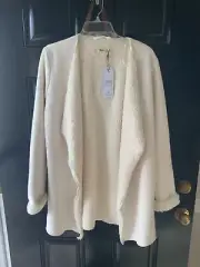 NEW UGG Abriana Drape Cream Heather Open Front Women's Cardigan Sz Medium