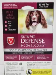 NutriVet Defense Large Dogs 33-66 lbs Flea & Tick Prevention 3 Month Supply