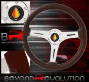 350mm Dark Wood Grain Silver Streak Steering Wheel Jdm Koreisha Mark Button Horn (for: Volkswagen)