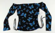 NWT Blue Morph Butterfly Stretch Top Orange Kiss Juniors Size 1X Long Sleeve