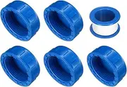 uxcell 5Pcs 1-1/4 Inch PT Female Thread PVC Pipe Fitting Cap, Cleanout Water Drain End Caps, Pipe Plug Socket Fittings with Tape for Water Heater Supply Lines, Plumbing, Blue
