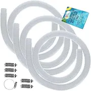 U.S. Pool Supply Above Ground Pool Hose Replacement 1.5" Diameter x 59" Long, Pack of 3, White - Compatible with Intex Pool Surface Skimmer, Filter Pump Hose - 6 Metal Clamps