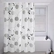 Shower Curtain Flower Pattern Extra Large 180-300 cm Wide, 200/240 cm Drop Waterproof Shower Curtain, PEVA Anti-Mould Shower Curtain, Quick Drying, Waterproof Bathroom Curtain