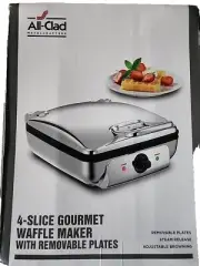All-Clad 4-Square Digital Gourmet Belgian Waffle Maker W/ Non-Stick Plates NEW!