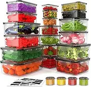 46 Pack Food Storage Containers with Lids Airtight-(23 Containers,23 Lids) BPA Free Plastic Stackable Meal Prep Containers set for Kitchen Pantry Organizers- Freezer Microwave safe