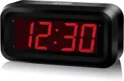 Alarm Clock LED Digital Clock Small Wall Clock Battery Operated Adjustable 3-...
