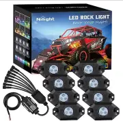 Durable 8 Pod LED Rock Lights for ATV - Bluetooth App Control & Flashing Modes