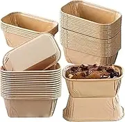 50Pcs Mini Loaf Cake Cases, Rectangular Greaseproof Paper Cupcake Liners, Mini Paper Loaf Tin, Greaseproof Paper Moulds for Baking Muffins Bread