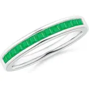 Channel Set Square Emerald Half Eternity Ring