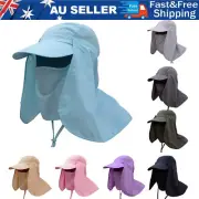 Men Neck Flap Hat Wide Brim Cap Face Unisex Hiking Fishing UV Sun Protection AU