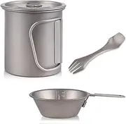 Camping Cutlery Cup Bowl Spork 3 Pieces Set Tableware Coffee Cup Mug Picnic Set Folding Camping Cookware Grey One Size