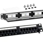 24 Port Patch Panel Cat6-19” Rack Mount 1U,RJ45-110 Type- Rear Support Bar