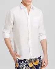 Vilebrequin Regular Fit Long Sleeve Linen Button Down Shirt