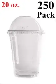 [ 250 Pack ] Cups, Iced Coffee Go Cups and Dome Lids 20 oz.