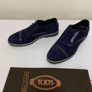 TOD’S 深藍色 藏藍色高質感麂皮牛津繄帶女鞋 休閒鞋 樂福鞋 球鞋 平底鞋