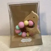 Mud Pie E9 Oh Baby Natural Wood & Silicone Teether BPA Free