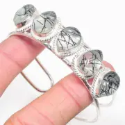 Rutilated Quartz Gemstone 925 Sterling Silver Jewelry Cuff Bracelet Adjustable