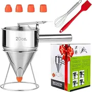 Stainless Steel Pancake Batter Dispenser, 600ml, with Squeeze Handle