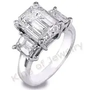 2.70 Ctw Emerald Cut Diamond Engagement Ring 3 stone Emerald J VVS2 GIA 14k WG