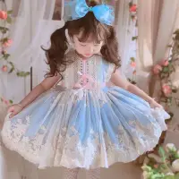 在飛比找蝦皮商城精選優惠-女童洋裝夏裝2022新款小女孩洋氣蘿莉塔公主裙兒童雪紡禮服裙