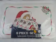 Vintage 8 Piece Woolworths Coasters and Placemat Set NOS Christmas Design 17"