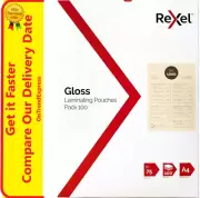 5 x Rexel A4 Gloss Laminating Pouches Clear 2 x 75 Micron Loose Sheets