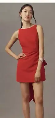NWT Anthropologie size XL Reed Sleeveless Back bow red mini dress hook close
