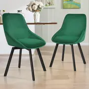ALFORDSON 2x Dining Chairs Swivel Velvet Green