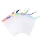 Exfoliating Mesh Foaming Net Soap Saver Pouch Bag White Pouch with Drawstring