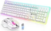 Wireless Gaming Keyboard and Mouse Combo RGBBacklit 4800DPI Ergonomic For PC MAC