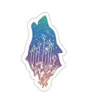 Wolf Howling Forest Sticker Decal