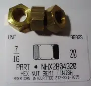 7/16-20 Semi-Finished Hex Nuts Solid Brass (10)