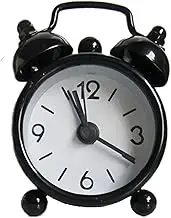 Mini Size Alarm Clock,A/larm C/locks Bedside Battery Powered,Al/arm Cl/ocks for Heavy Sleeper,Bed Side Clo/ck for Bedroom,Mechanical Ala/rm Cloc/k,Retro Alar/m Clock,Loud Alarm Clock(Black)