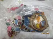 Large Embroidery Lot - Floss skeins & cards & 4 wood hoops