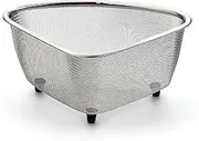 RSVP International Endurance® in-Sink Mesh Colander Strainer Basket, 3 Quart | Organize Sponges, Collect Food Scraps | Dishwasher Safe | Small Corner Basket | Steaming, Draining & Rinsing