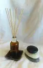 Vanilla-Lime Reed Diffuser + River Stones + Ceramic Saucer Set