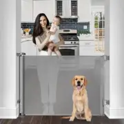 55-Inch Retractable Baby Pet Gate Indoor Outdoor 35-Inch Tall Mesh Stairs Door