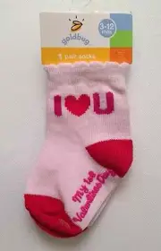 NWT I HEART U SOCKS Size Infant Toddler 3-12 MONTHS Goldbug BABY GIRL or BOY